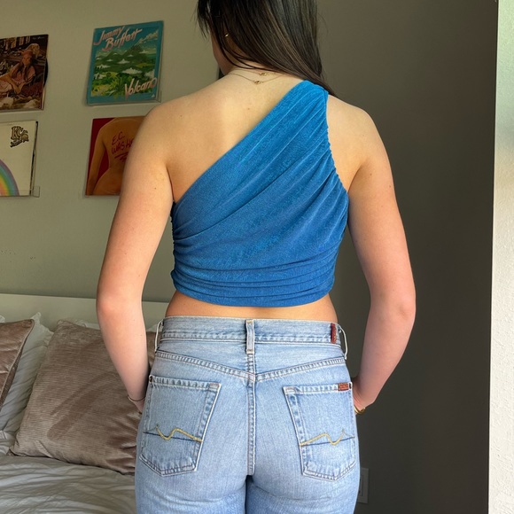 Blue one shoulder top - Picture 3 of 3